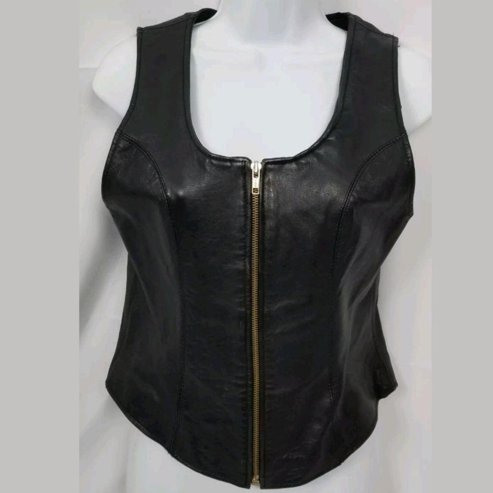 Nevada Blue Brown Leather Vest size Small
